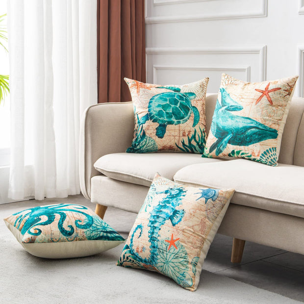 Cushion Covers Sea Turtle Printed Chair Seat Cases For Home Decor Sofa Chair Seat