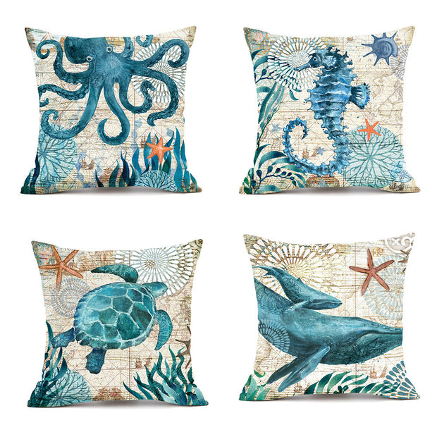 Cushion Covers Sea Turtle Printed Chair Seat Cases For Home Decor Sofa Chair Seat
