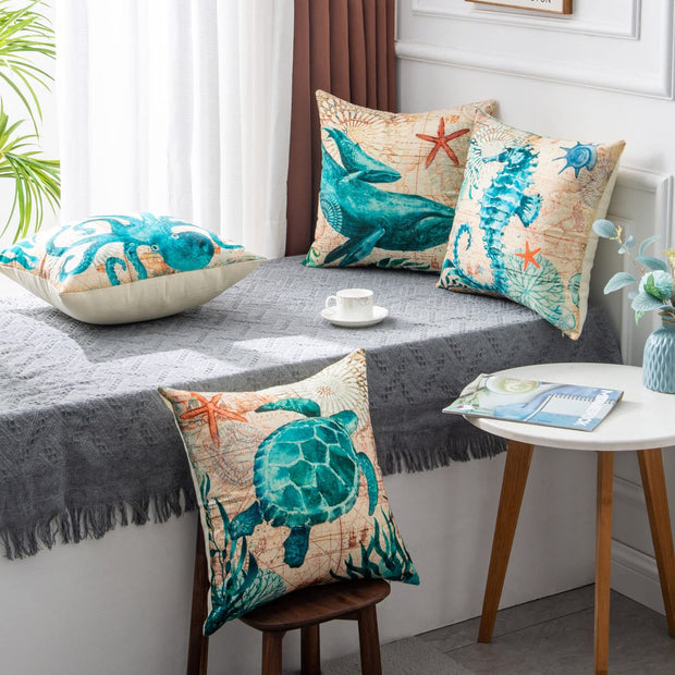 Cushion Covers Sea Turtle Printed Chair Seat Cases For Home Decor Sofa Chair Seat