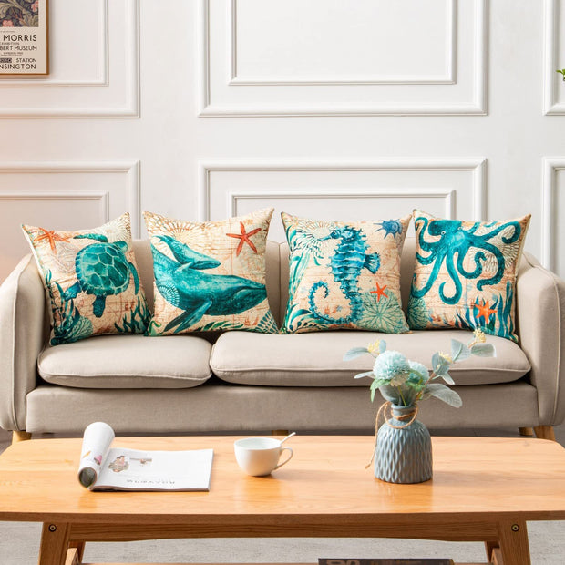 Cushion Covers Sea Turtle Printed Chair Seat Cases For Home Decor Sofa Chair Seat