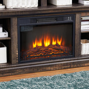 Modern Entertainment Console TV Stand With 23  Fireplace Insert, Multipurpose Sliding Door TV Cabinet Large Storage Space, 58.11  W  15.79  D  32.36  H Antique Brown